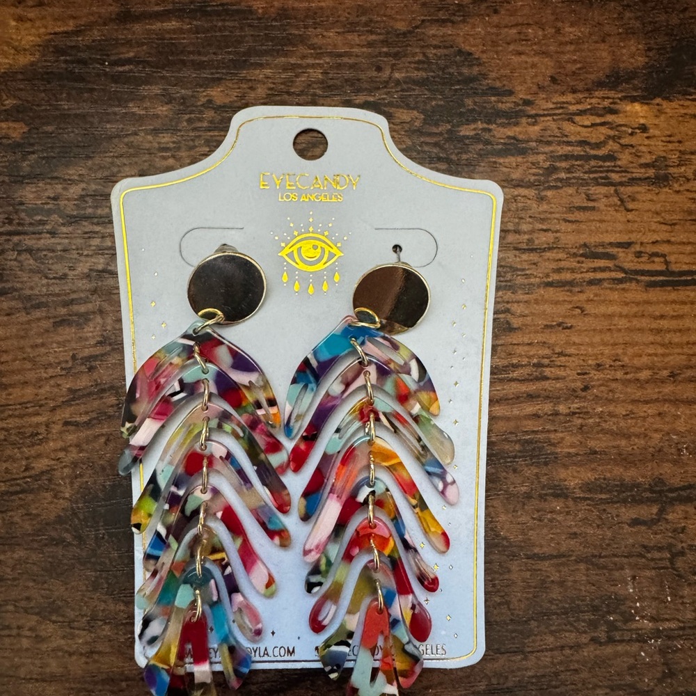 Eye Candy Colorful Leaf Dangle Earrings